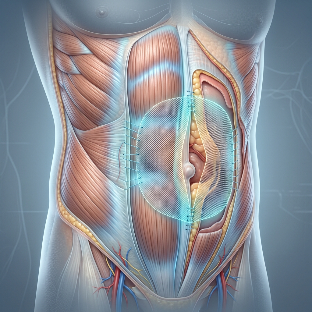 Advanced 3D Medical Illustration of Complex Hernia Abdominal Wall Reconstruction